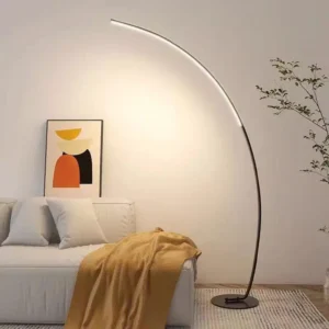 Modern C-Shaped Curved LED Strip Arch Floor Lamp with Round Base FL-A072 3
