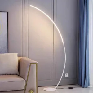 Modern C-Shaped Curved LED Strip Arch Floor Lamp with Round Base FL-A072 4
