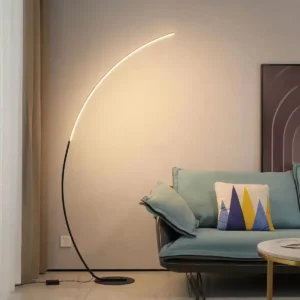 Modern C-Shaped Curved LED Strip Arch Floor Lamp with Round Base FL-A072 5