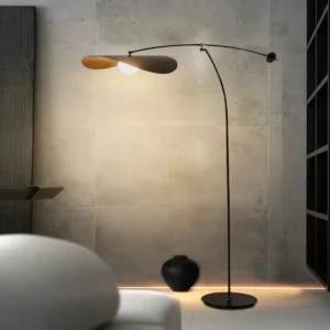 Minimalist Swing Arm Floor Lamp with Leaf Shape Lampshade FL-A074 4