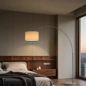 Modern Metal Arc Fishing Floor Lamp with Fabric Drum Shade FL-A075 4