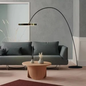 Modern Curved Cantilever Floor Lamp Long Strip Gold & Black Light Fixture FL-A077 1