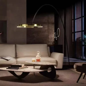 Modern Curved Cantilever Floor Lamp Long Strip Gold & Black Light Fixture FL-A077 2