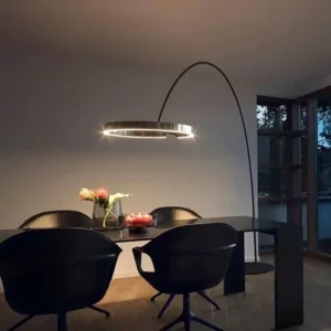 Modern Curved Cantilever Floor Lamp Long Strip Gold & Black Light Fixture FL-A077 3