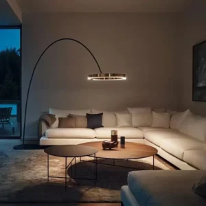 Modern Curved Cantilever Floor Lamp Long Strip Gold & Black Light Fixture FL-A077 4