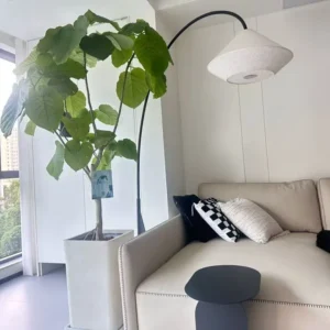 Minimalist Overarching Curved Standing Lamp with Linen farbic shade FL-A080 6
