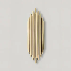Modern Vertical Brass Finish Linear Metal Rod Wall Sconce WA1007 1