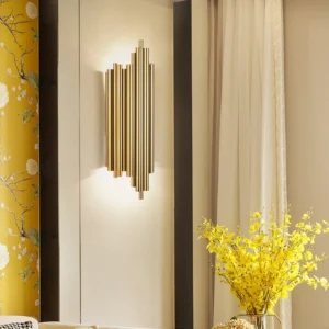 Modern Vertical Brass Finish Linear Metal Rod Wall Sconce WA1007 4