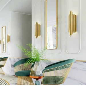 Modern Vertical Brass Finish Linear Metal Rod Wall Sconce WA1007 2