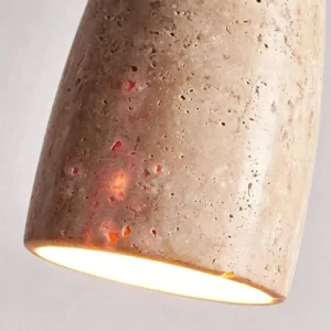 Modern Travertine & Wood Pendant Light P3001 1