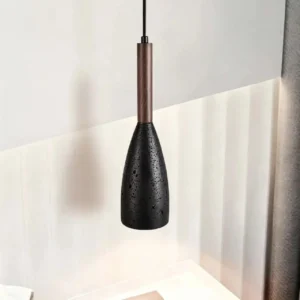 Modern Travertine & Wood Pendant Light P3001 4