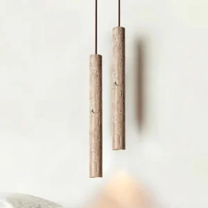 Minimalist Travertine Cylinder Pendant Light P3002 5