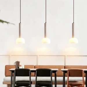 Modern Travertine & Opal Glass Pendant Light P3008 1