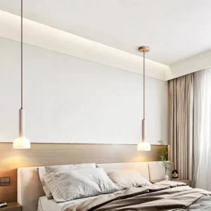 Modern Travertine & Opal Glass Pendant Light P3008 2