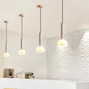 Modern Travertine & Opal Glass Pendant Light P3008 3