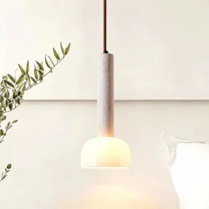 Modern Travertine & Opal Glass Pendant Light P3008 4