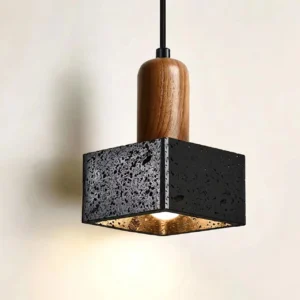 Minimalist Travertine Cube Pendant Light P3009 1