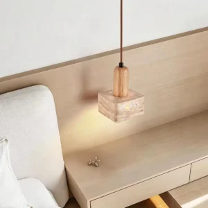 Minimalist Travertine Cube Pendant Light P3009 6