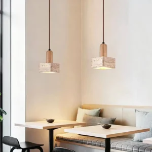 Minimalist Travertine Cube Pendant Light P3009 8