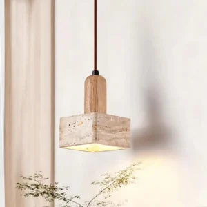 Minimalist Travertine Cube Pendant Light P3009 9