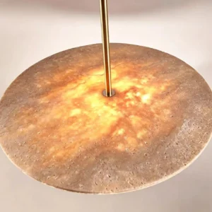 Modern Travertine & Opal Glass Disc Pendant Light P3010 2