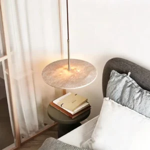 Modern Travertine & Opal Glass Disc Pendant Light P3010 5