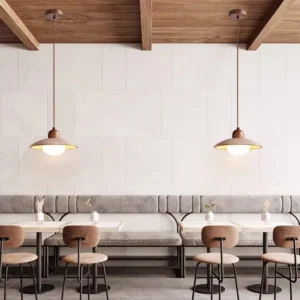Japandi Travertine & Wood Hanging Lamp P3011 8