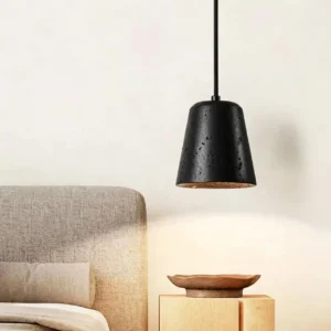 Modern Black Travertine Cone Pendant Light P3012 1