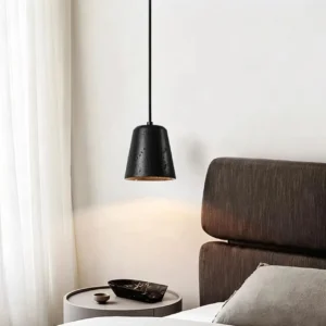 Modern Black Travertine Cone Pendant Light P3012 4