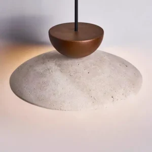 Travertine & Wood Dome Pendant Light P3014 3