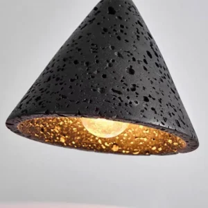Wabi Sabi Black Travertine Cone Pendant Light P3021 1