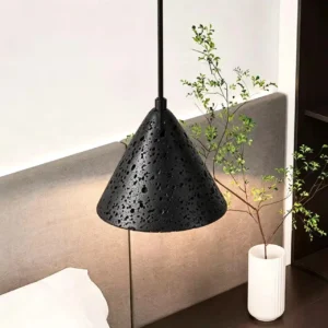 Wabi Sabi Black Travertine Cone Pendant Light P3021 2