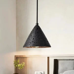 Wabi Sabi Black Travertine Cone Pendant Light P3021 3