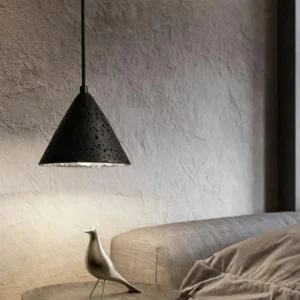 Wabi Sabi Black Travertine Cone Pendant Light P3021 4