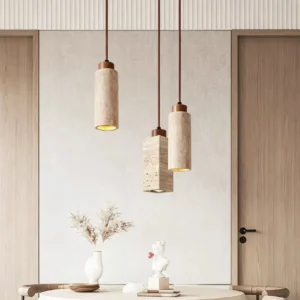 Wabi Sabi Travertine Cylinder Pendant Light P3022 6