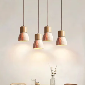 Natural Travertine & Wood Hanging Light P3027 3