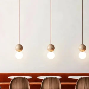 Handcrafted Travertine Orb Pendant Light P3029 1