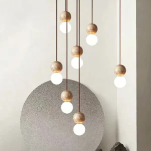 Handcrafted Travertine Orb Pendant Light P3029 2