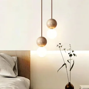 Handcrafted Travertine Orb Pendant Light P3029 3