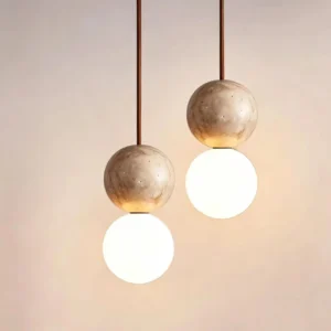 Handcrafted Travertine Orb Pendant Light P3029 4