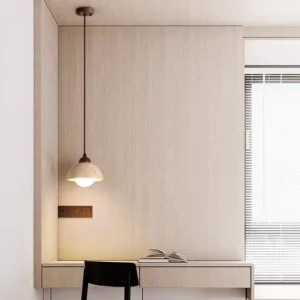 Wabi-Sabi Travertine Dome Pendant Light P3032 3