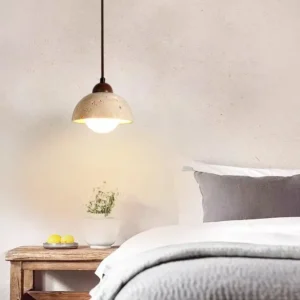 Wabi-Sabi Travertine Dome Pendant Light P3032 4