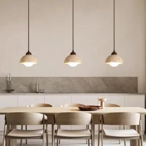 Wabi-Sabi Travertine Dome Pendant Light P3032 5
