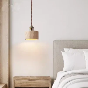 Wabi Sabi Travertine & Brass Pendant Light P3034 2