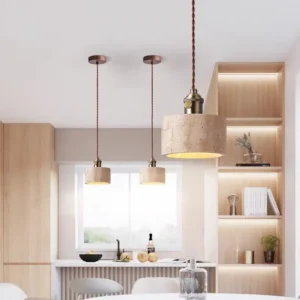 Wabi Sabi Travertine & Brass Pendant Light P3034 3