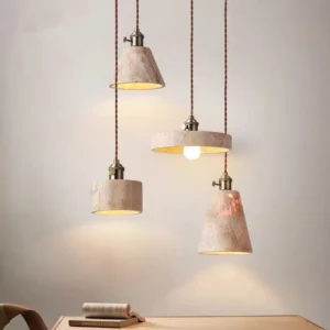 Wabi Sabi Travertine & Brass Pendant Light P3034 5