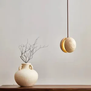 Minimalist Travertine Orb Pendant Light P3038 4