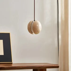 Minimalist Travertine Orb Pendant Light P3038 5