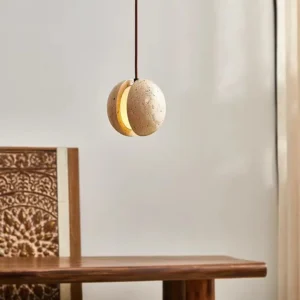 Minimalist Travertine Orb Pendant Light P3038 6