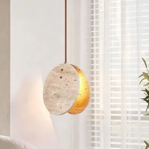 Modern Travertine Disc Pendant Light P3039 1